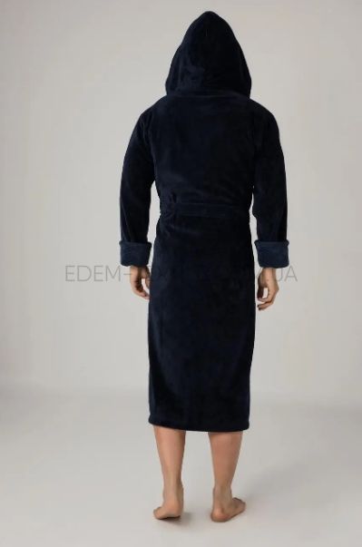 Фото Однотонний халат чоловічий з капюшоном Nusa 2805