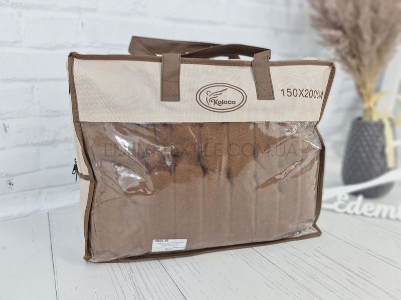 Плед Королівський Шарпей широка смуга Koloco, Коричневий, 200х230