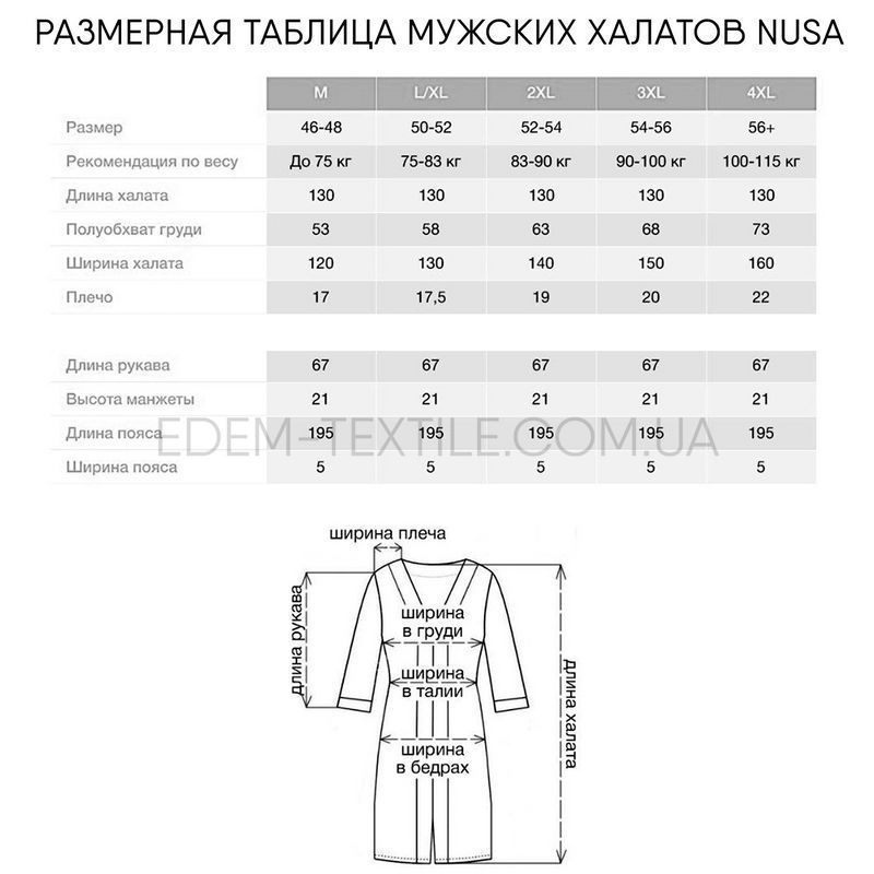 Фото Халат чоловічий довгий без капюшона Nusa 7235