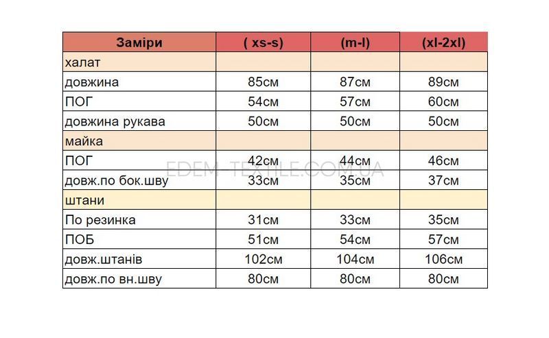 Фото Комплект женский Халат з поясом Майка Штаны 163