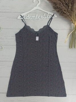 Ночнушка на бретелях HNX з малюнком Гілочки, Сірий, 3XL