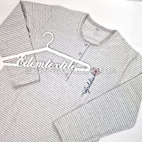 Байковая ночнушка с длинным рукавом Miss Moda, Серый, L