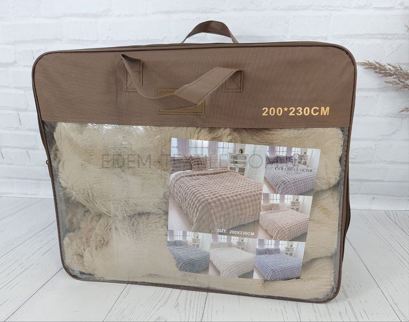 Плюшеве тепле покривало Королівський Кролик, Капучіно, 200х230