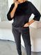 Костюм Велюровий Кофта з рукавом 3/4 та Штани, Чорний, XL