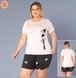 Піжама plus size для дівчат із шортами 7231, Світло-рожевий, 4XL