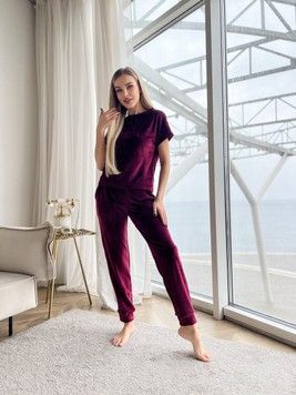 Фото Велюровый костюм для дома Футболка и Джоггеры