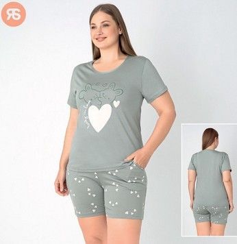 Фото Піжама футболка з шортами plus size 7385