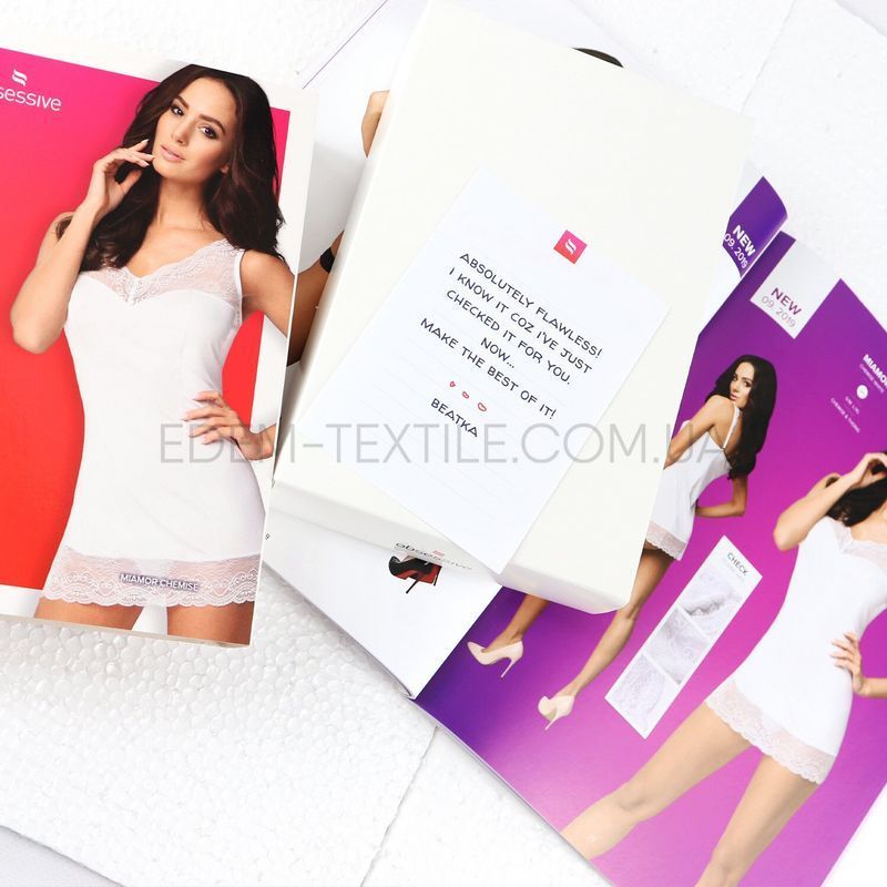 Эротическая сорочка с кружевом Miamor chemise, Белый, S/M
