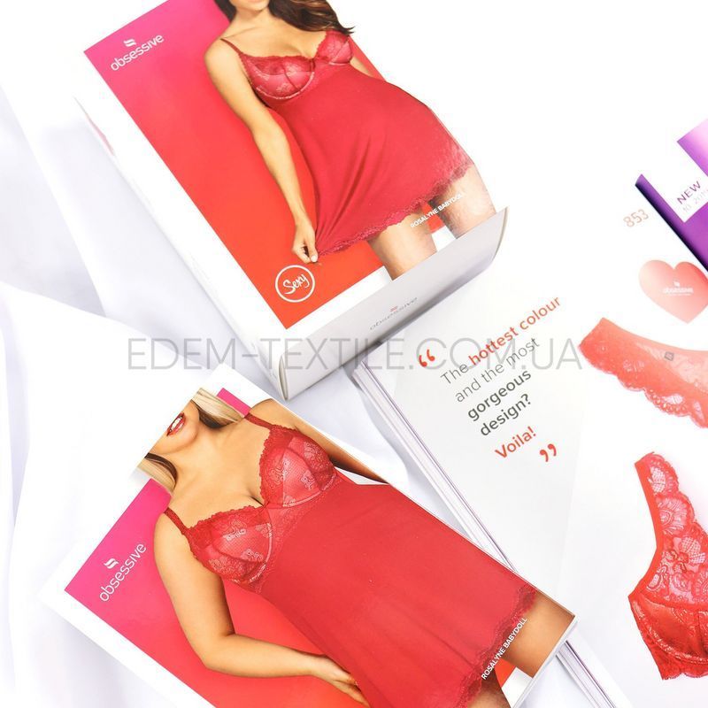 Бебі дол зі стрінгами Obsessive Rosalyne babydoll, Червоний, S/M