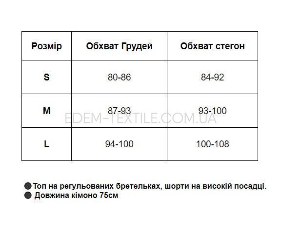 Фото Комплект жіночий кімоно топ шорти муслін 137