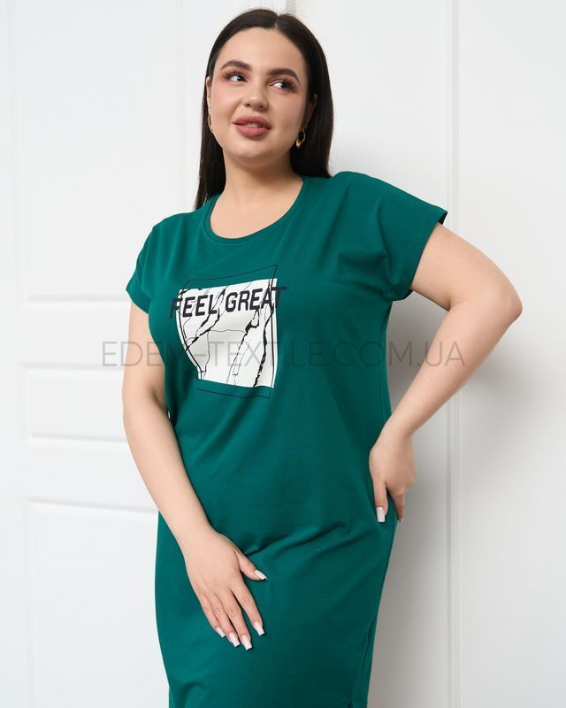 Туніка трикотажна Батал Feel great 84344, Смарагдовий, 2XL