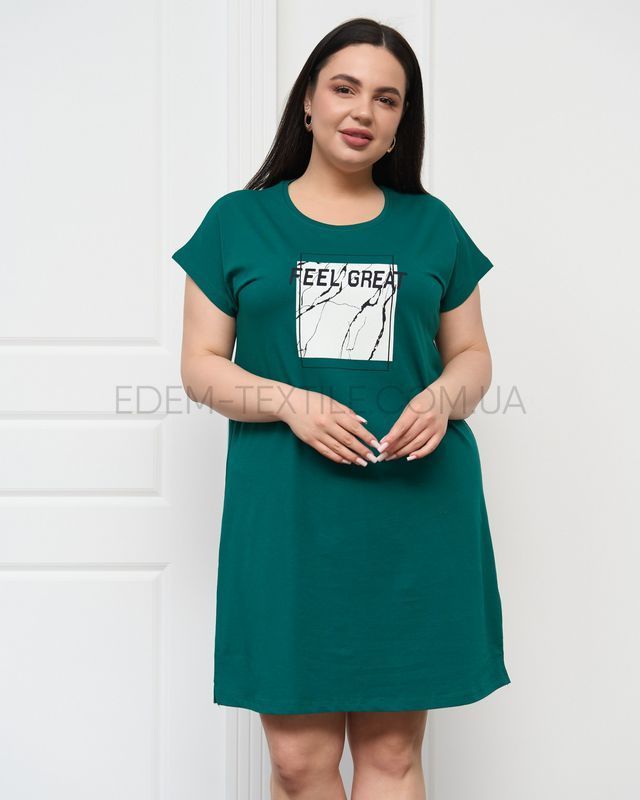 Туніка трикотажна Батал Feel great 84344, Смарагдовий, 2XL
