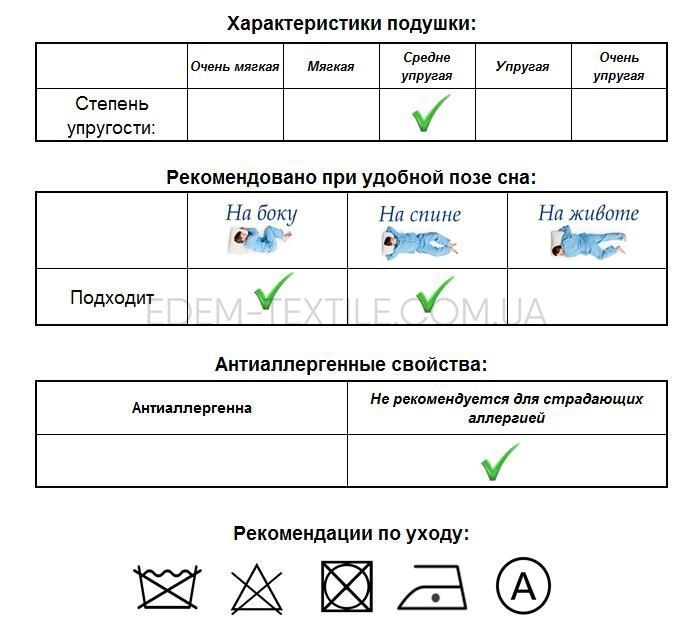 Фото Подушка Mona 70х70 пух 30%