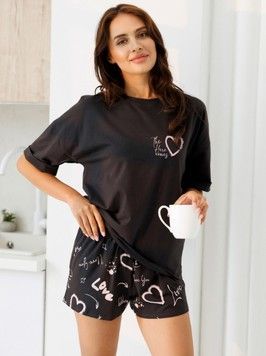 Фото Жіноча піжама з шортами принт Love 1407