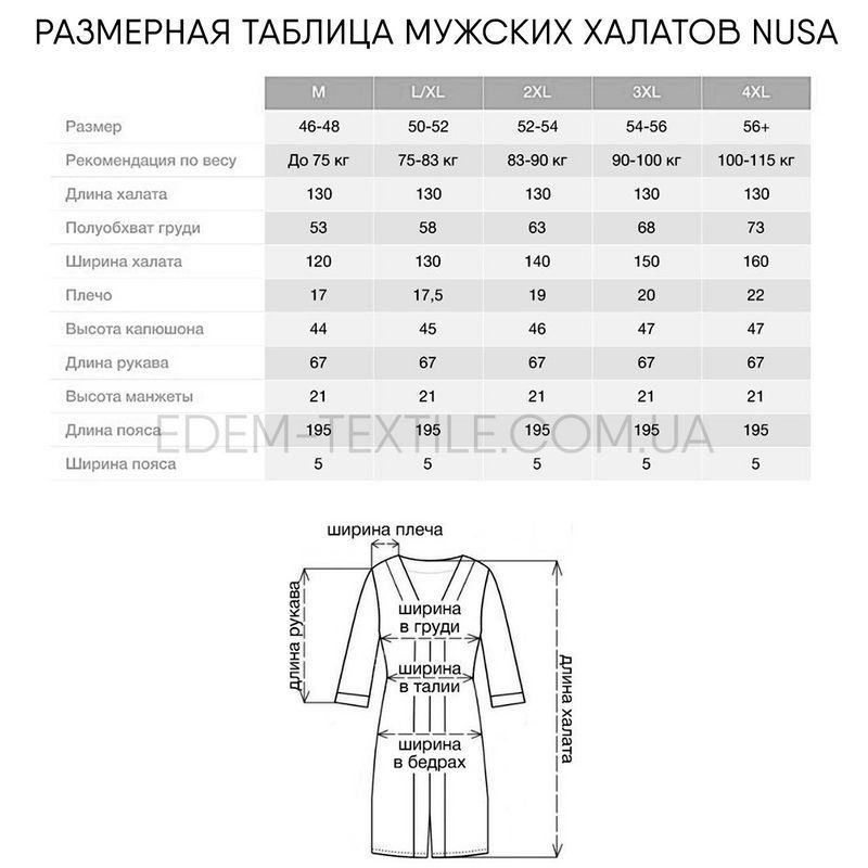 Фото Чоловічий халат з капюшоном Бамбук Nusa 1170 Gri