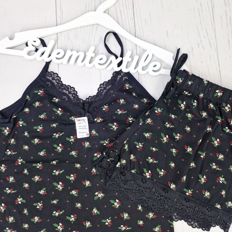 Фото Пижама для девушек с шортами принт Цветочки