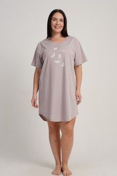 Нічна сорочка для повних Метелики 1405, Мокко, 1XL