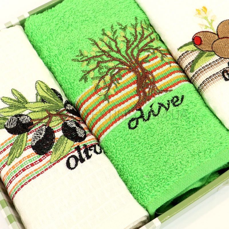 Фото Кухонний набір рушників у коробці Nilteks Olive